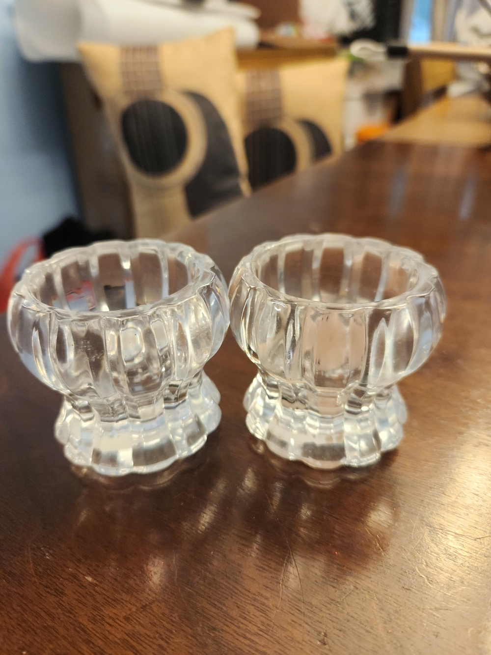 Lead Crystal Candle Holders - Pair
